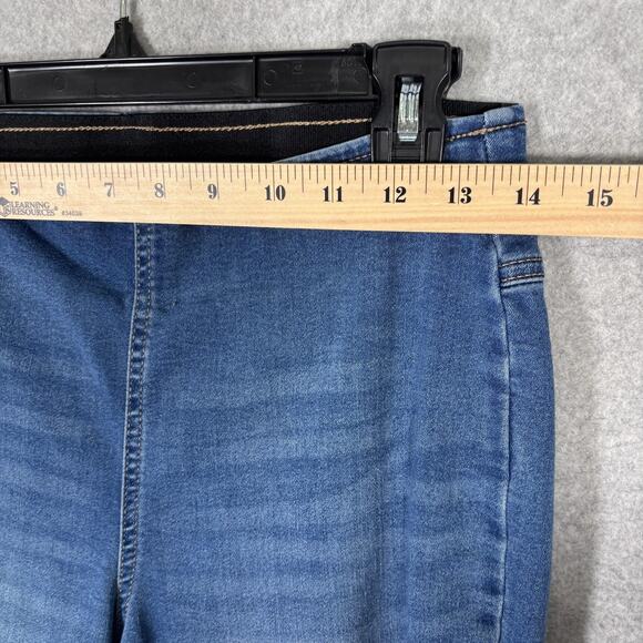 INC Denim Flare Bell Bottom Jean 6P Pull On High Rise Raw Frayed Stretch Jegging - Picture 5 of 13